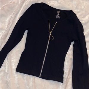 Long sleeve zip up nylon crop top